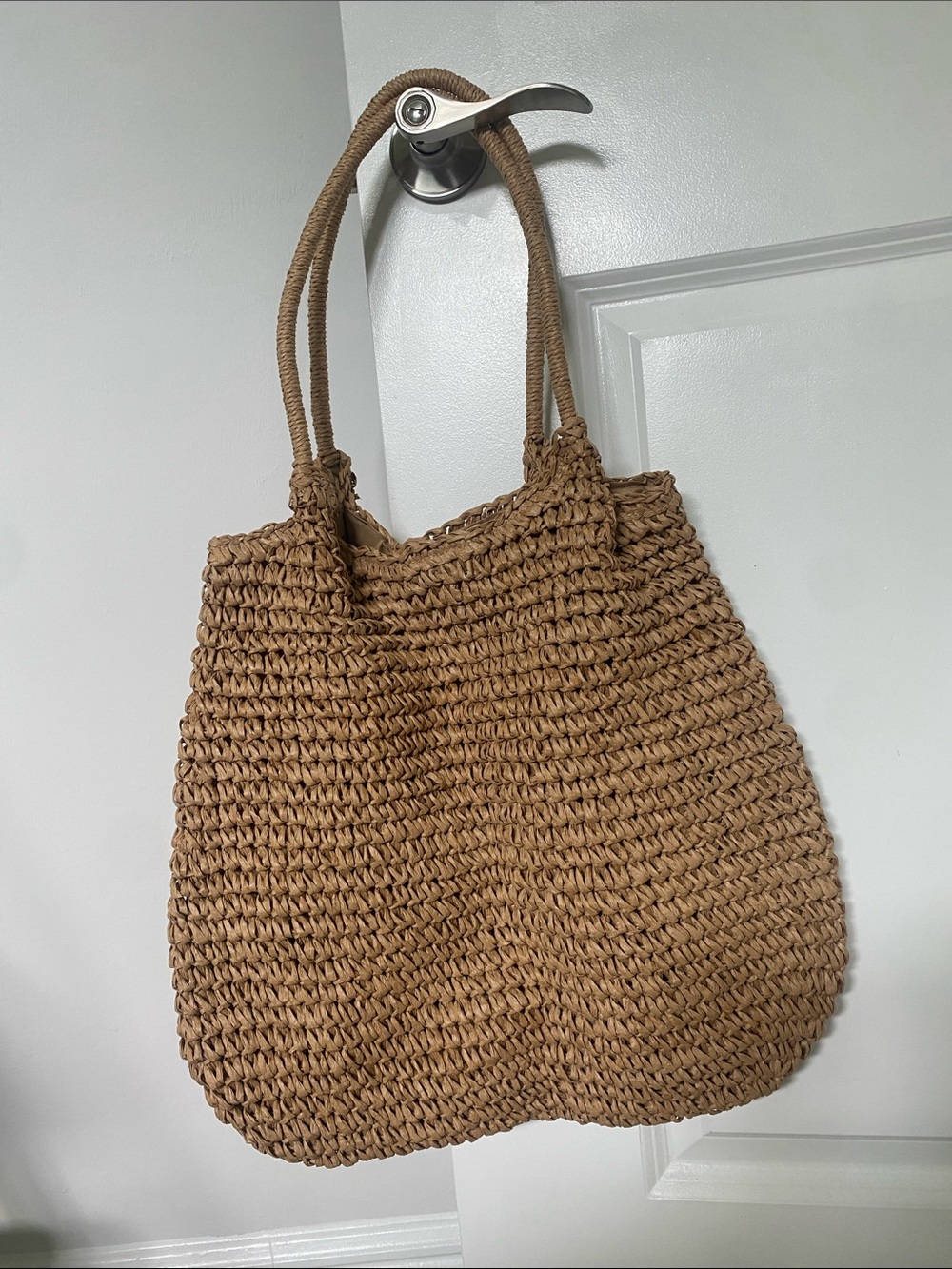 BOHO Handwoven Straw Tote Bag in Tan
